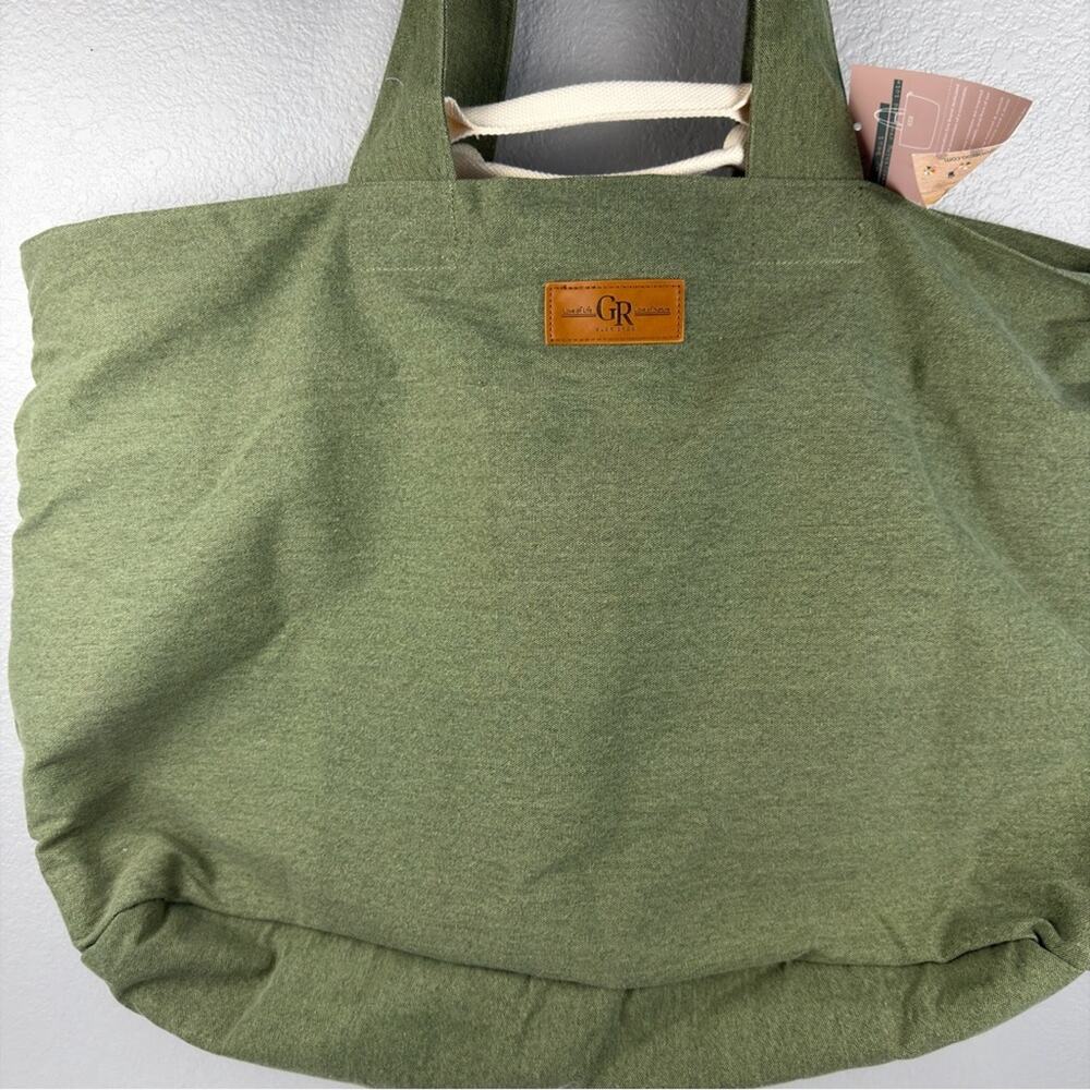 NWT Olive Green Tote Extra Jumbo Large Beach Bag - Picture 2 of 11